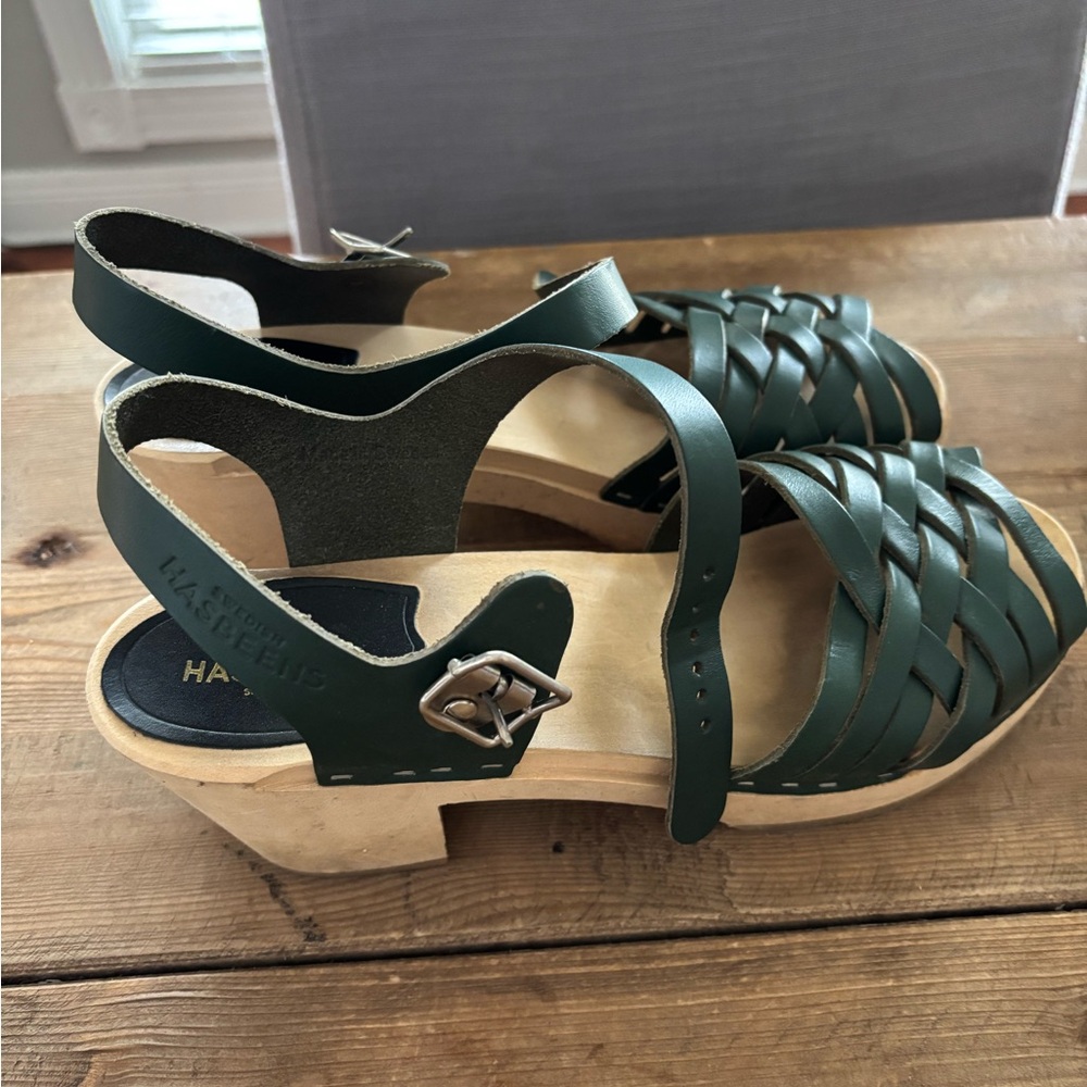 Green Swedish hasbeen clog sandals - Picture 2 of 6